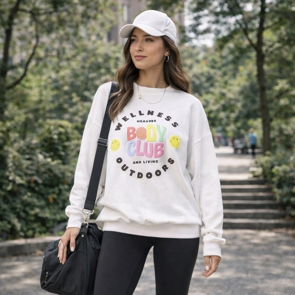 Cotton On Body Tops - Cotton On Body Women's White Wellness Graphic Crew Neck sweatshirt